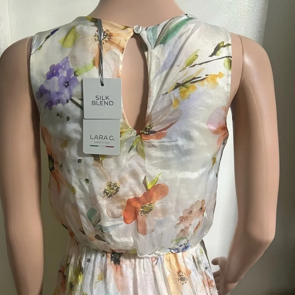 NWT LARA GUIDOTTI Silk Blend Maxi Floral Dress Made in Italy - Picture 7 of 13